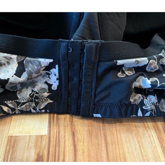 CACIQUE Underwire Lightly Lined Bra Sz 48DDD Dark Gray/Black With Floral Print - Picture 7 of 7